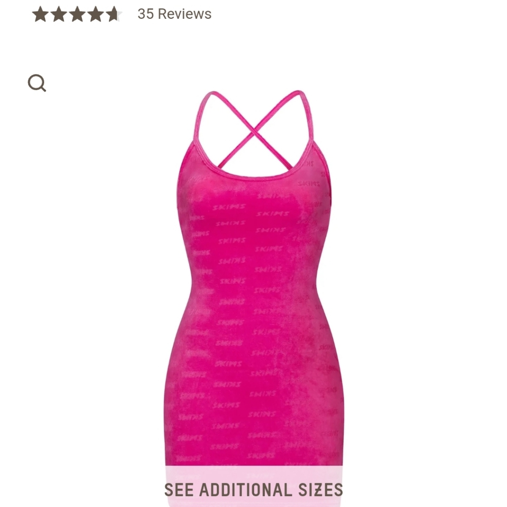 SKIMS Logo Velour Slip dress Hot Pink